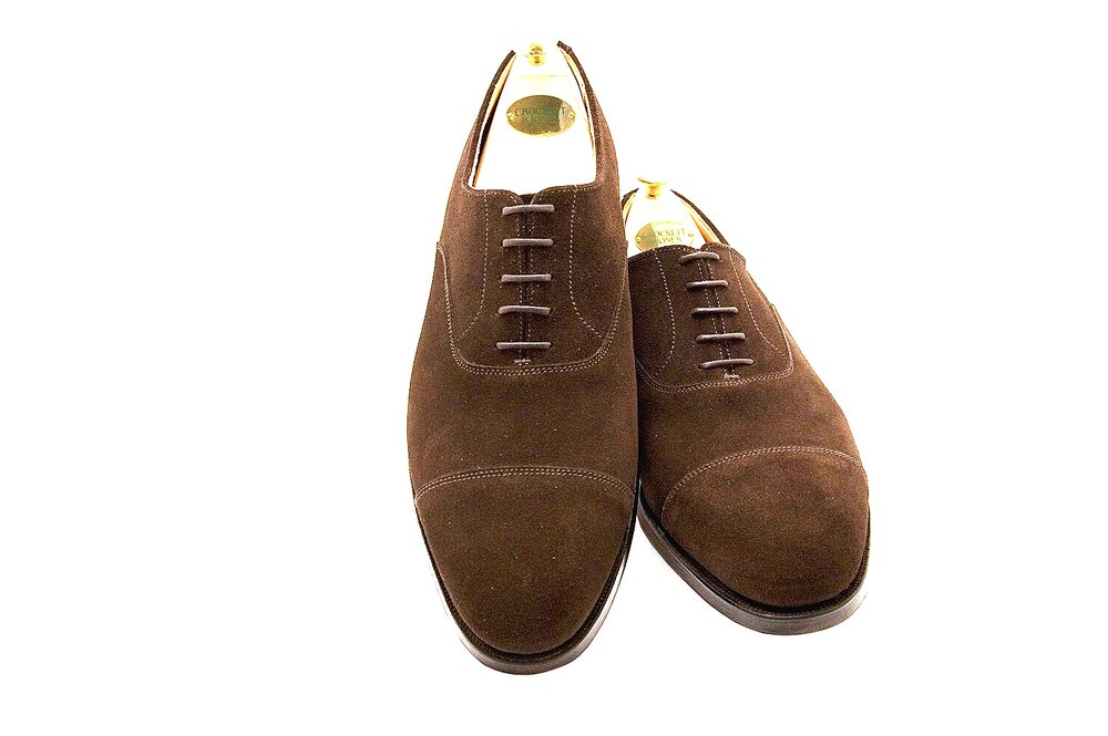 Crockett & Jones Connaught Oxford Dark Brown Suede-Sky valet shoes — Sky  Valet Shoes